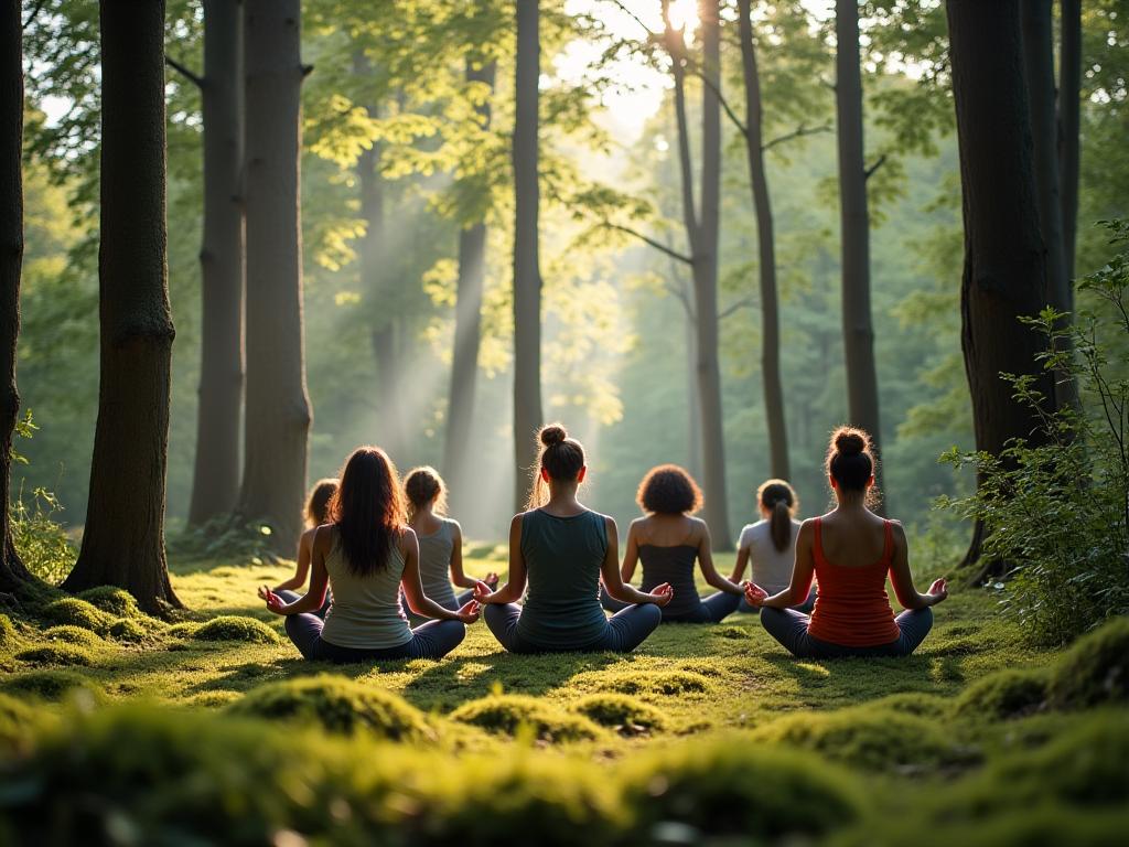 Gruppe bei Meditation im Salzburger Wald